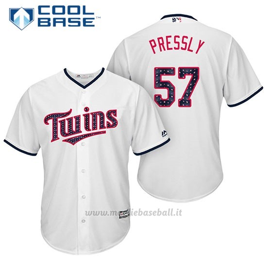 Maglia Baseball Uomo Minnesota Twins 2017 Estrellas y Rayas Ryan Pressly Bianco Cool Base